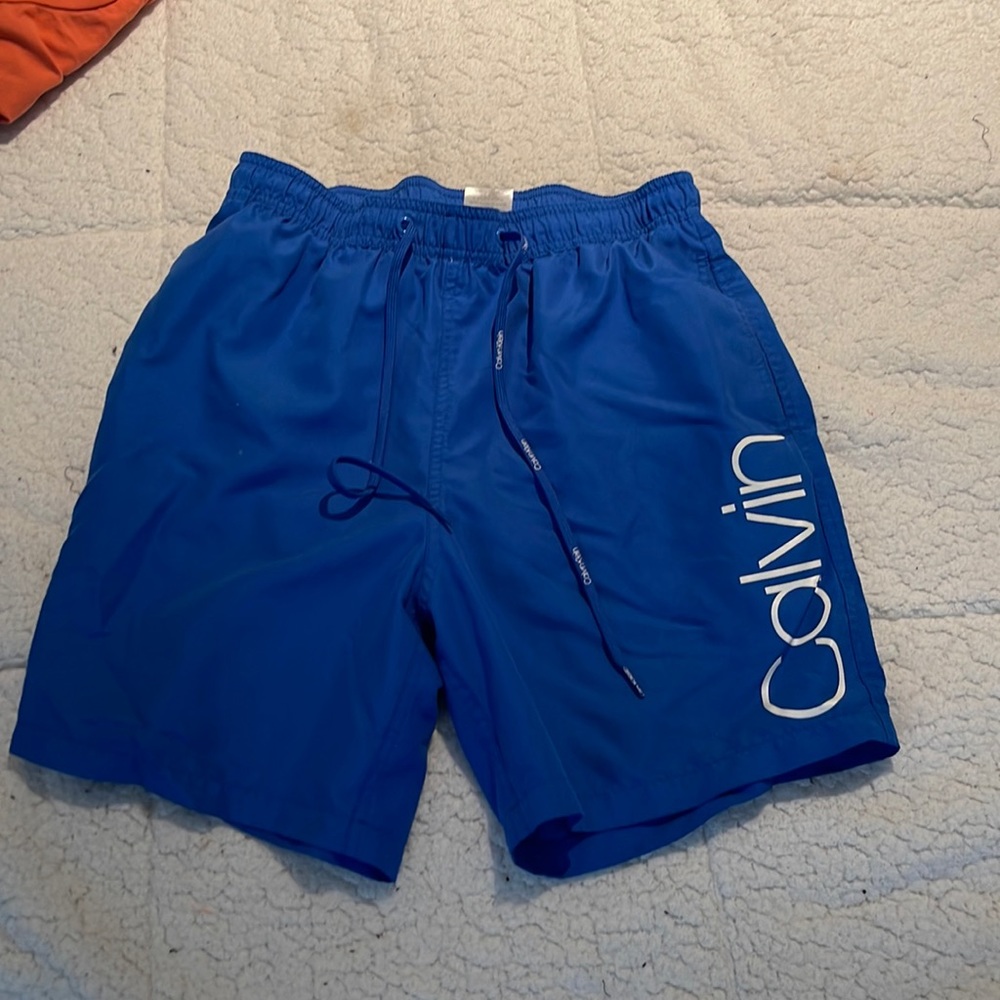 Mens medium blue Calvin Klein swim trunks